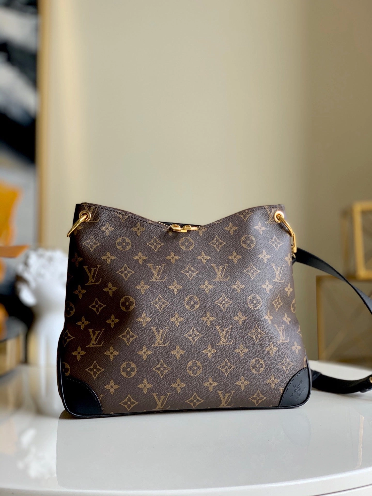Black Monogram Odon MM Bag Leather Crossbody Bag for Women