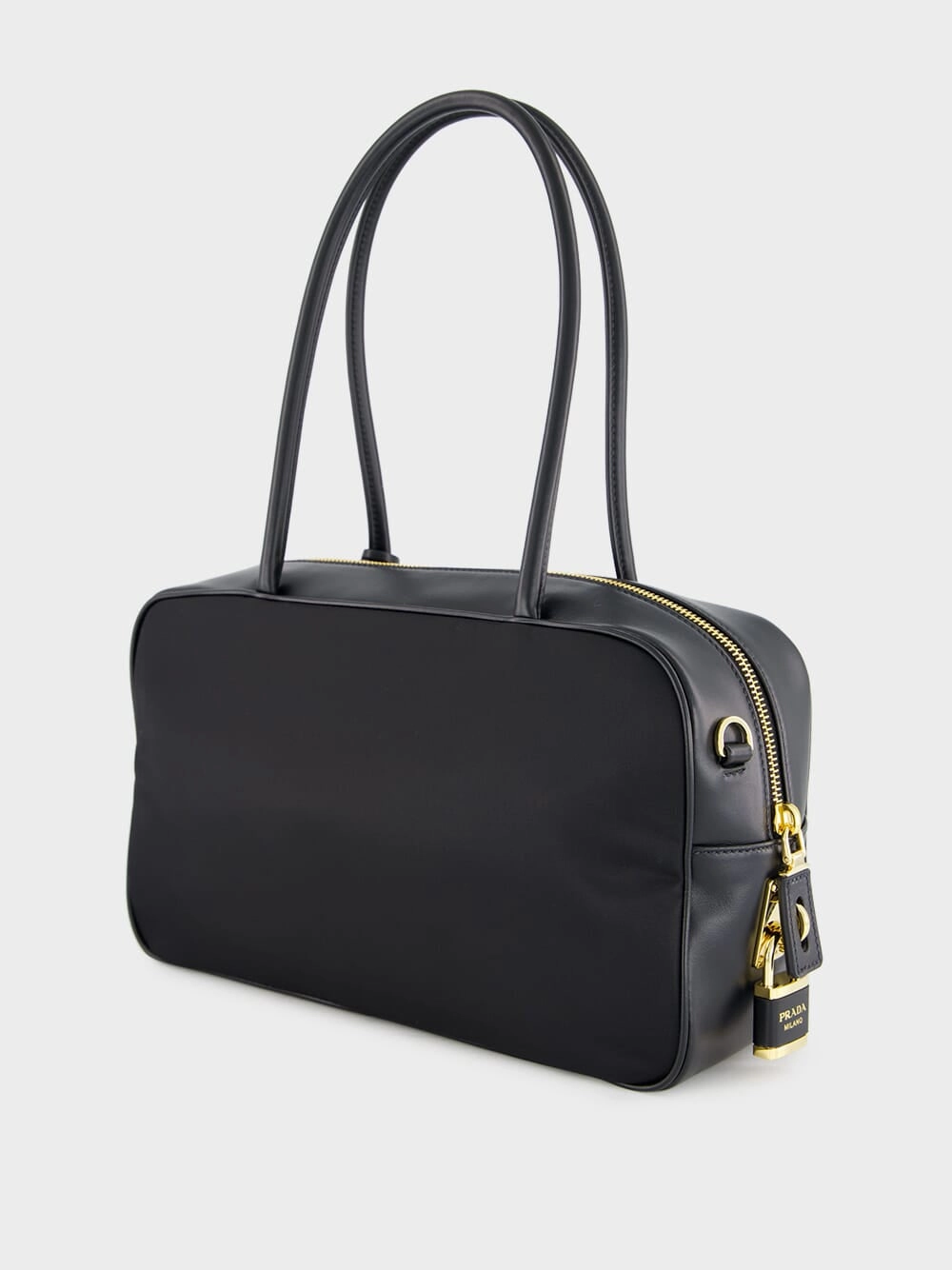 Black Re-Nylon Top-Handle Bag