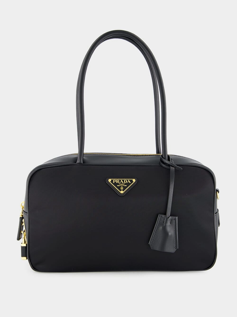 Black Re-Nylon Top-Handle Bag