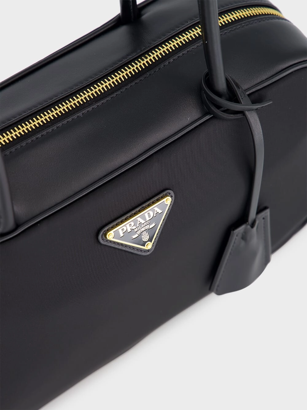 Black Re-Nylon Top-Handle Bag