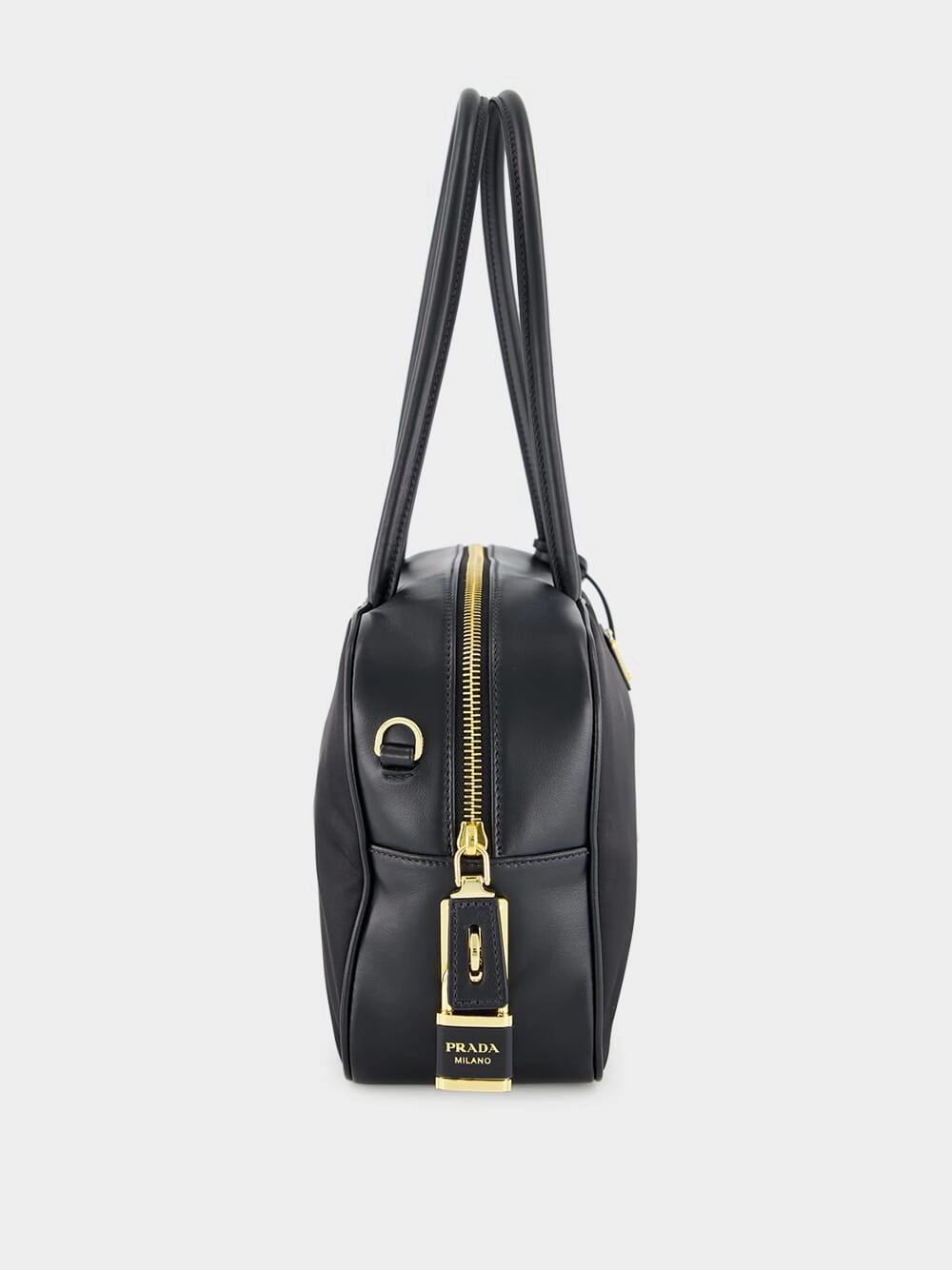 Black Re-Nylon Top-Handle Bag