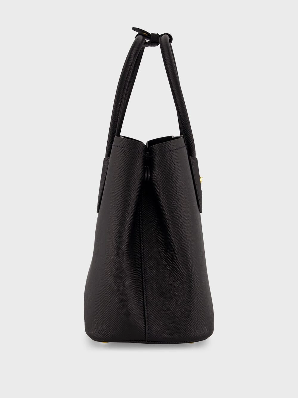Black Small Saffiano Leather Double Bag