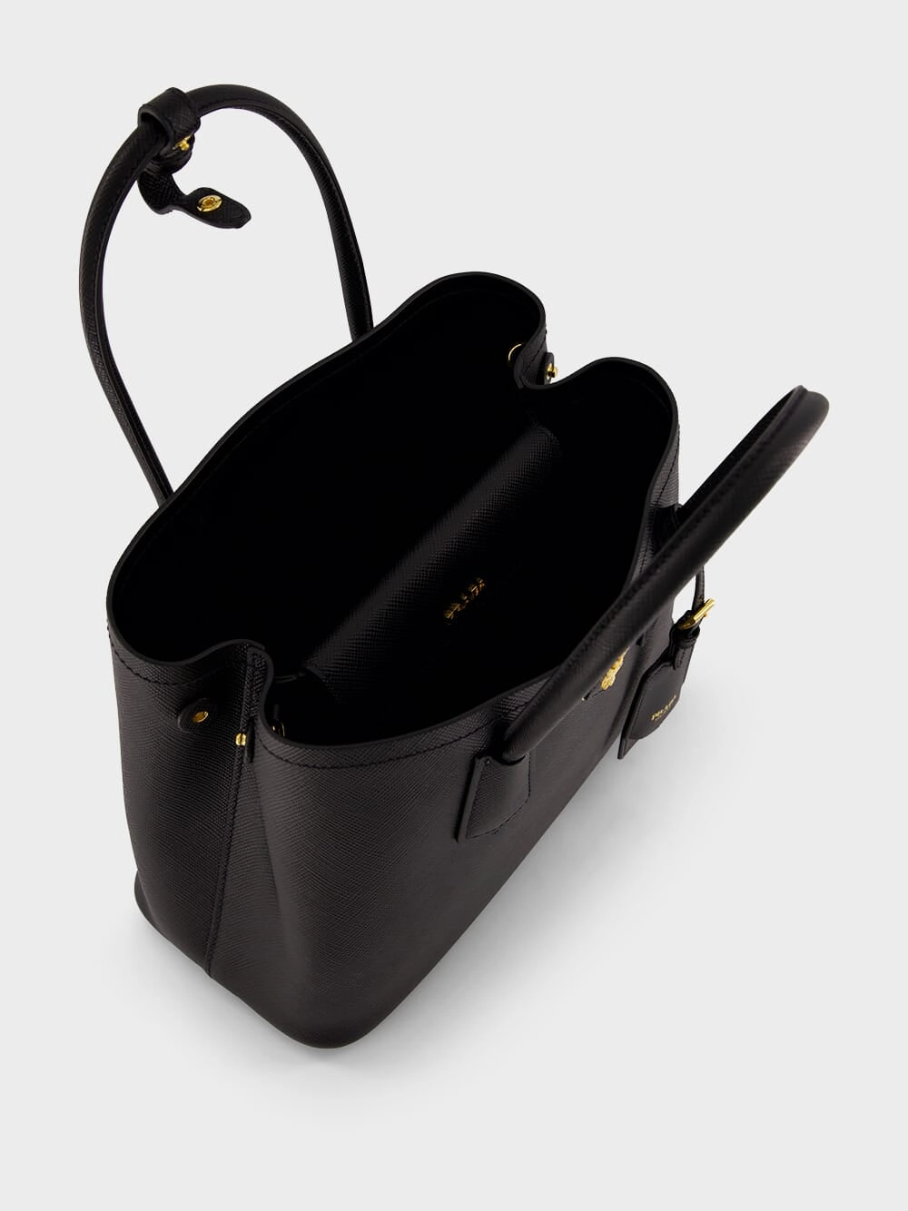 Black Small Saffiano Leather Double Bag
