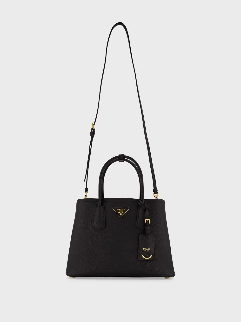 Black Small Saffiano Leather Double Bag