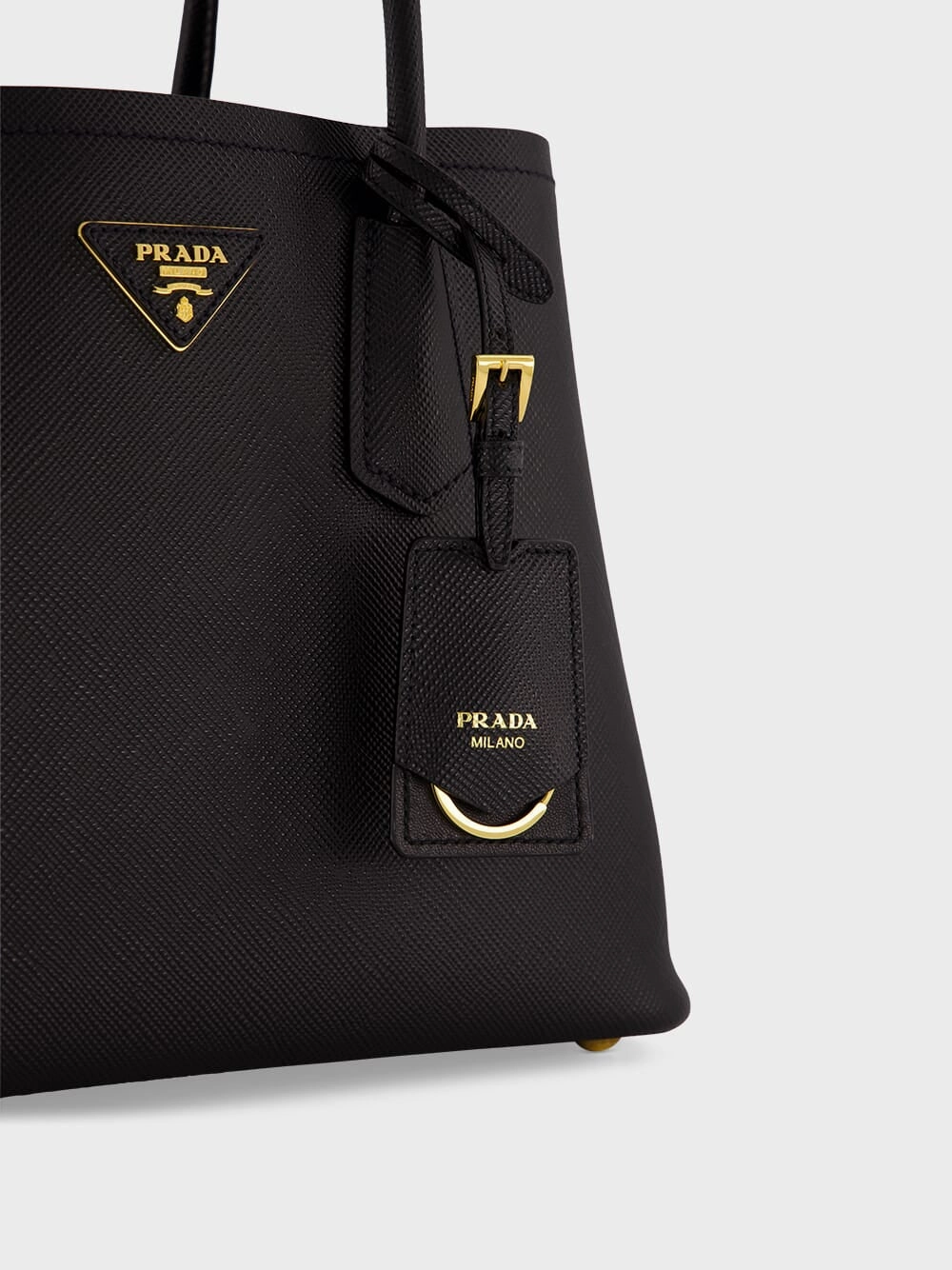 Black Small Saffiano Leather Double Bag
