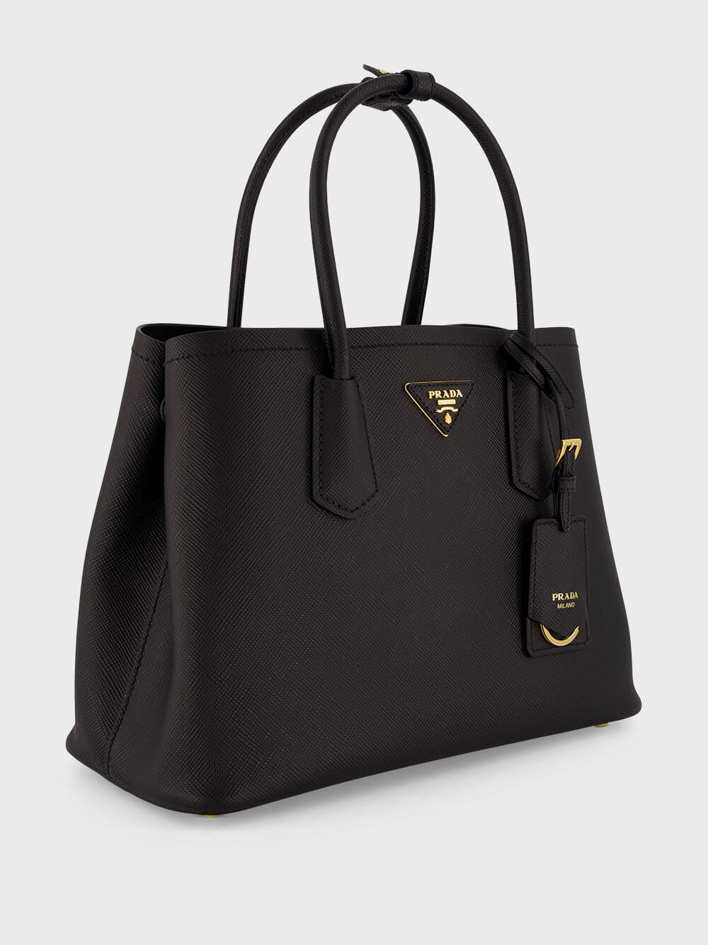 Black Small Saffiano Leather Double Bag