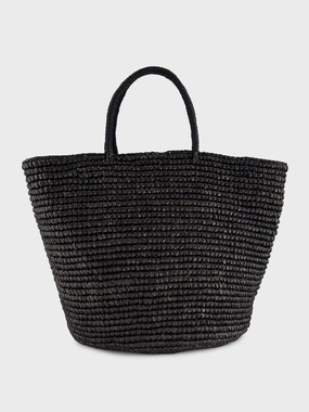 Black Straw Maxi Tote