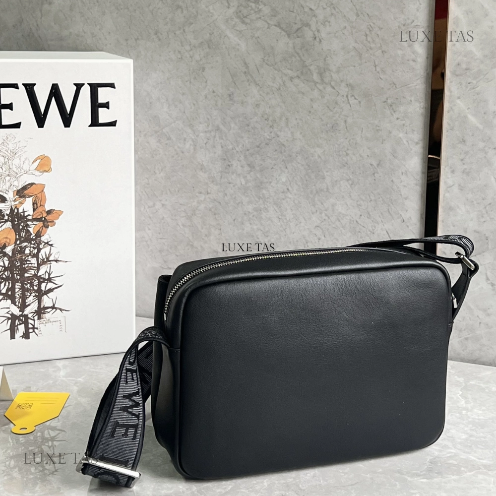 Black Xs Military Messenger Bag In Supple Smooth Calfskin And Jacquard Leather Crossbody Bag for Men