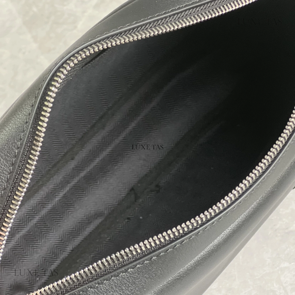 Black Xs Military Messenger Bag In Supple Smooth Calfskin And Jacquard Leather Crossbody Bag for Men