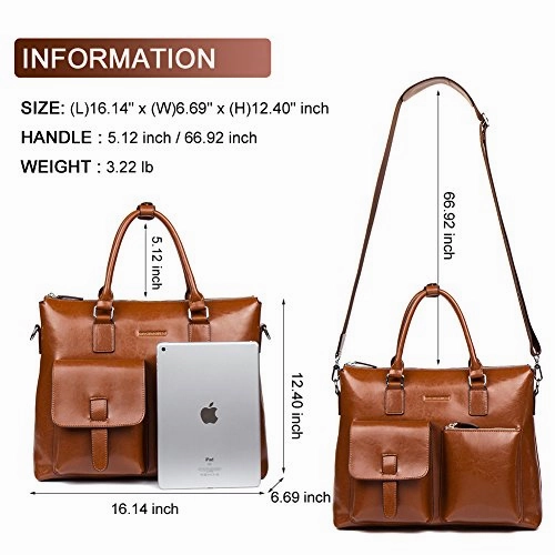 Bostanten Leather Briefcase Laptop Business Vintage Slim Messenger Bags For Men & Women Brown