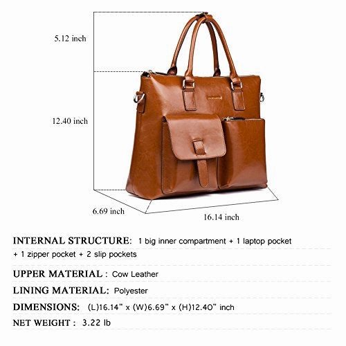 Bostanten Leather Briefcase Laptop Business Vintage Slim Messenger Bags For Men & Women Brown