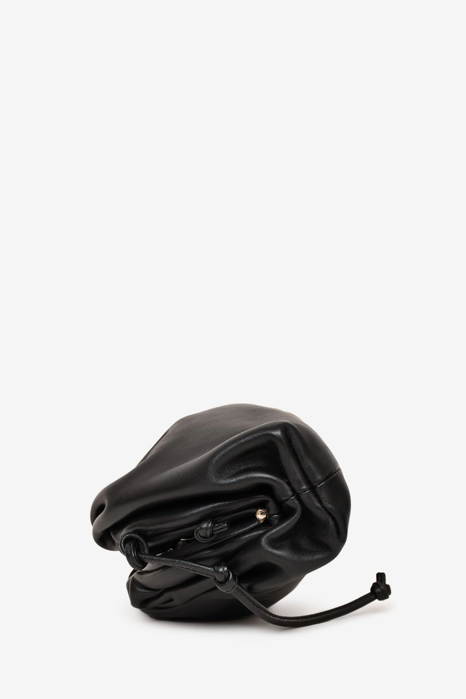 Bottega Black Smooth Leather Mini Pouch Crossbody