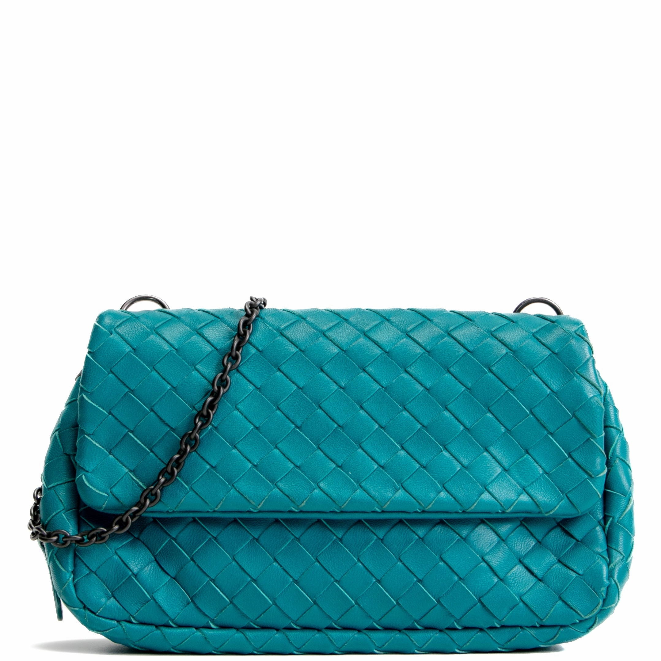 BOTTEGA VENETA Intrecciato Chain Flap Crossbody - Teal