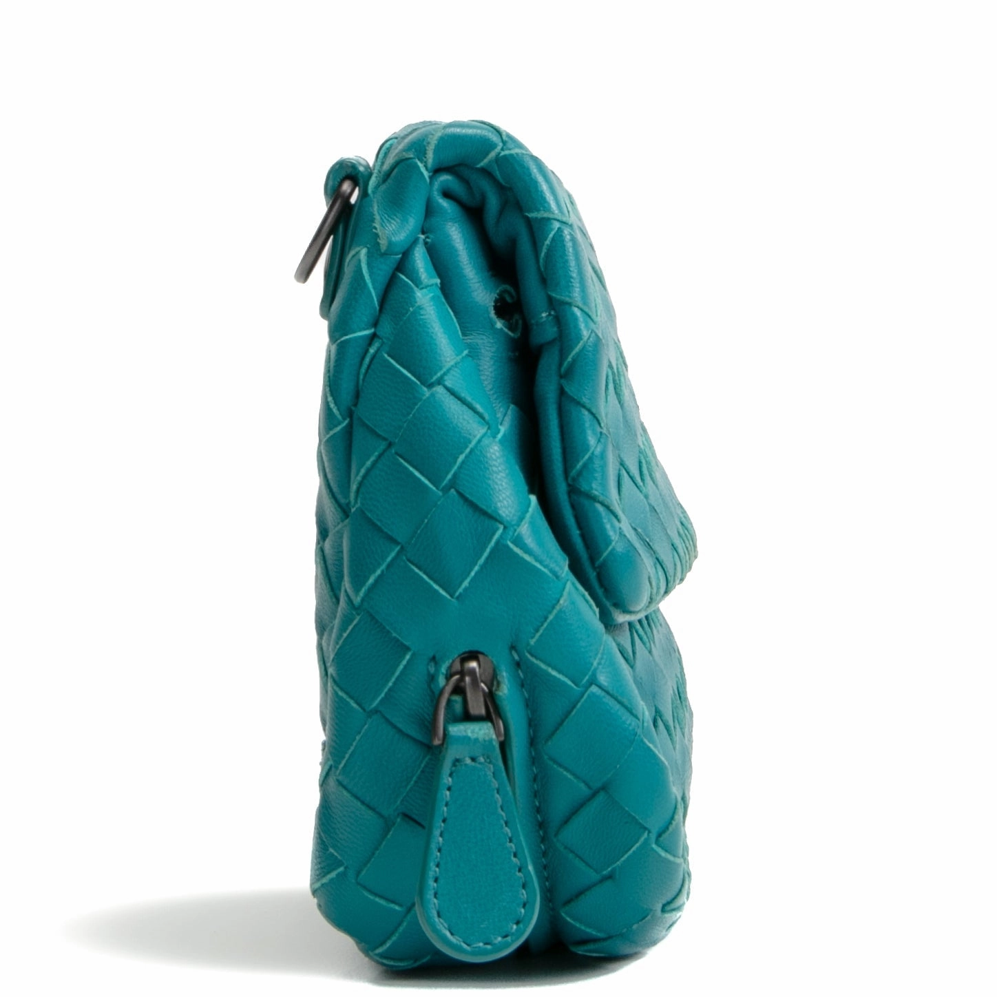 BOTTEGA VENETA Intrecciato Chain Flap Crossbody - Teal