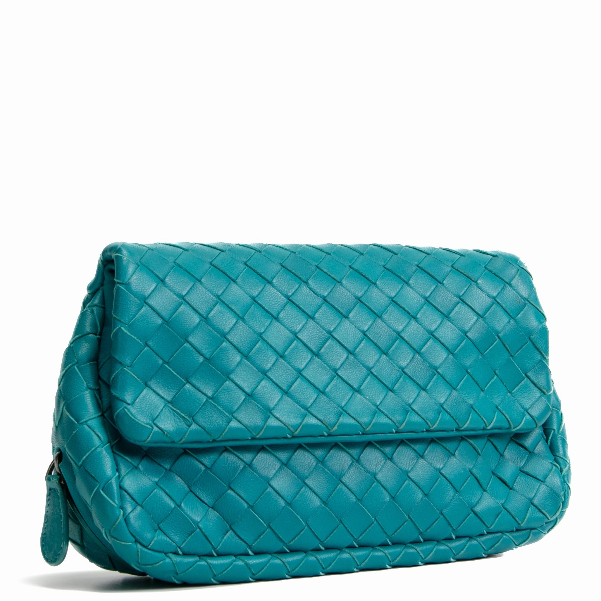 BOTTEGA VENETA Intrecciato Chain Flap Crossbody - Teal