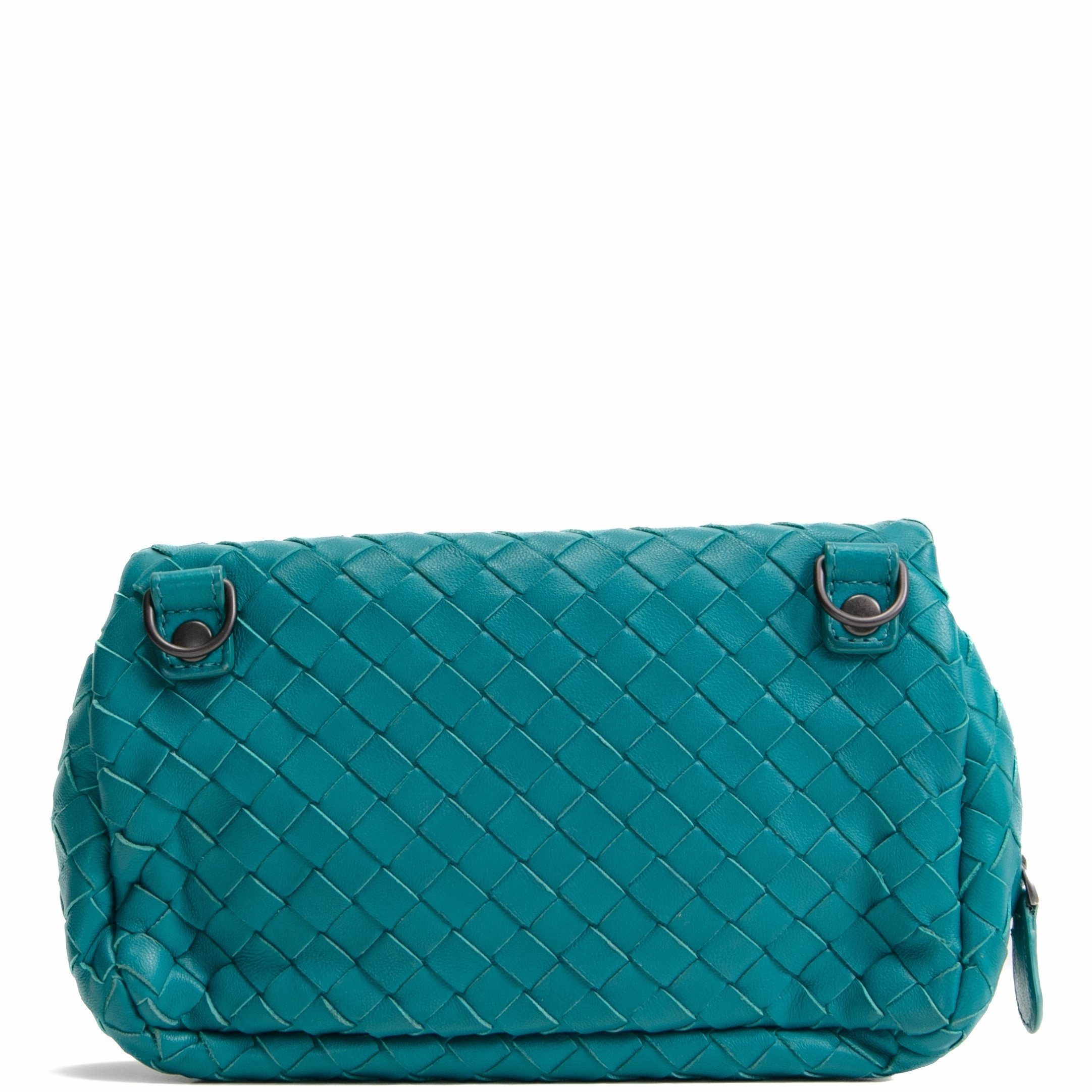 BOTTEGA VENETA Intrecciato Chain Flap Crossbody - Teal