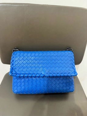 Bottega Veneta Olympia Blue Leather Crossbody Bag