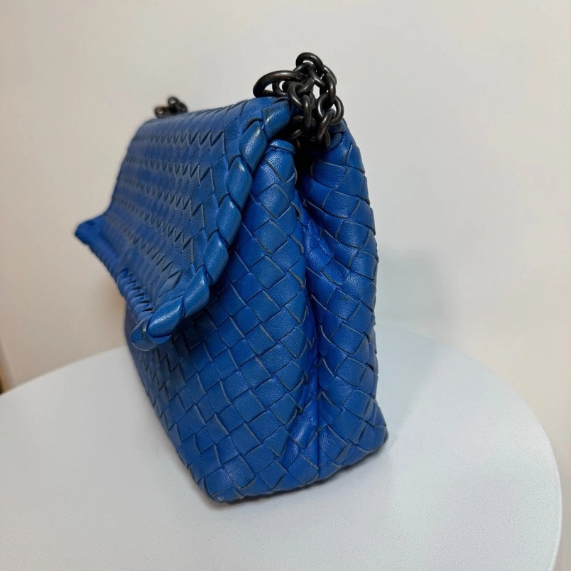 Bottega Veneta Olympia Blue Leather Crossbody Bag