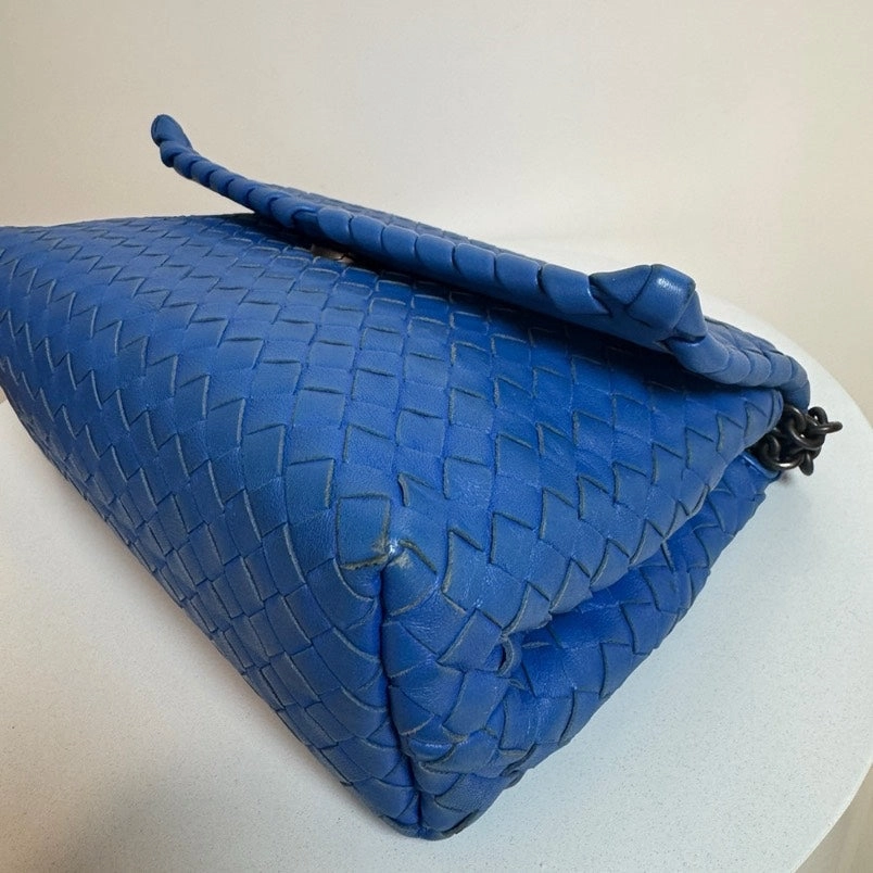 Bottega Veneta Olympia Blue Leather Crossbody Bag