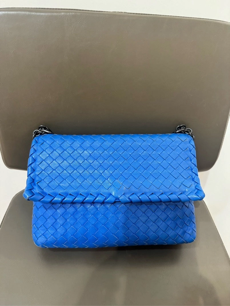 Bottega Veneta Olympia Blue Leather Crossbody Bag