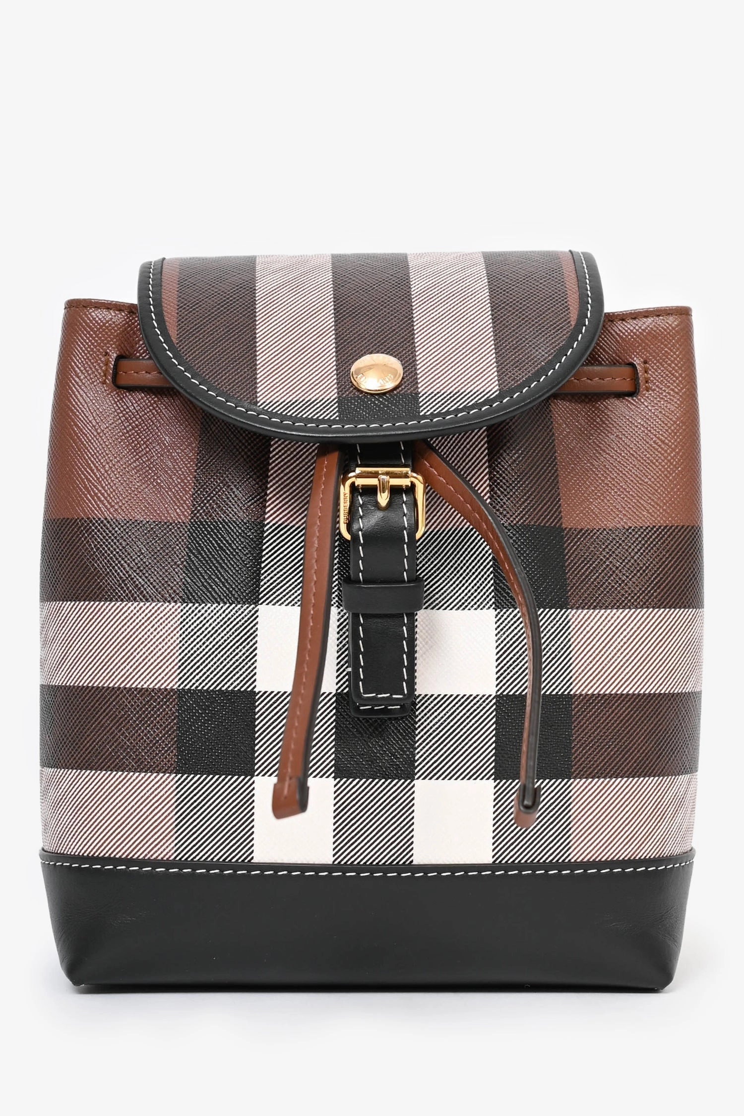 Burberry Brown/Black Check Leather Nano Backpack