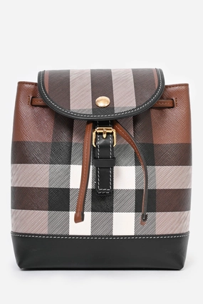 Burberry Brown/Black Check Leather Nano Backpack