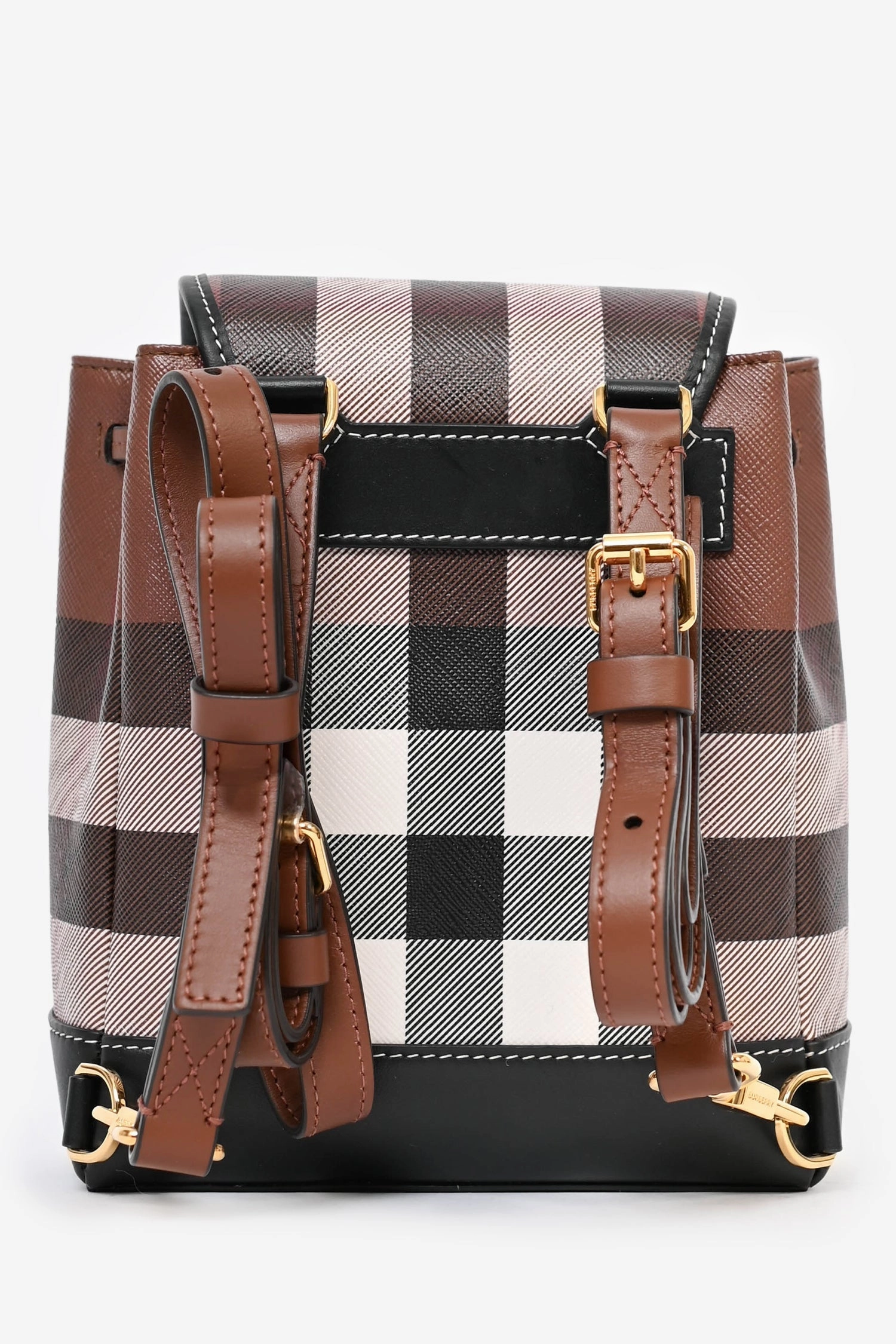 Burberry Brown/Black Check Leather Nano Backpack