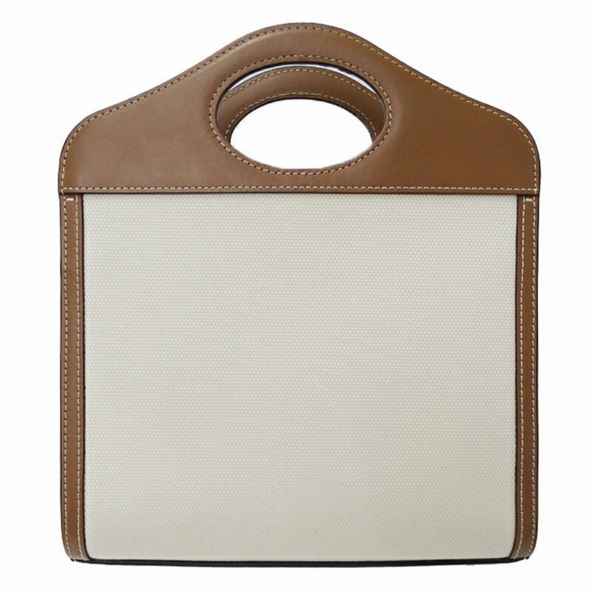 Burberry ivory Canvas Leather Handbag Shoulder Bag (Pre-Owned)