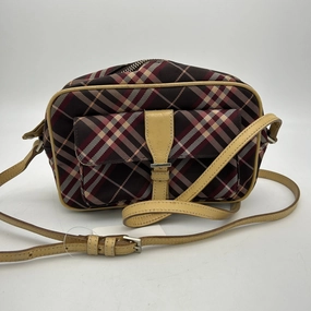 BURBERRY Nova Check Blue Label Shoulder Bag Nylon Red bb6612gd