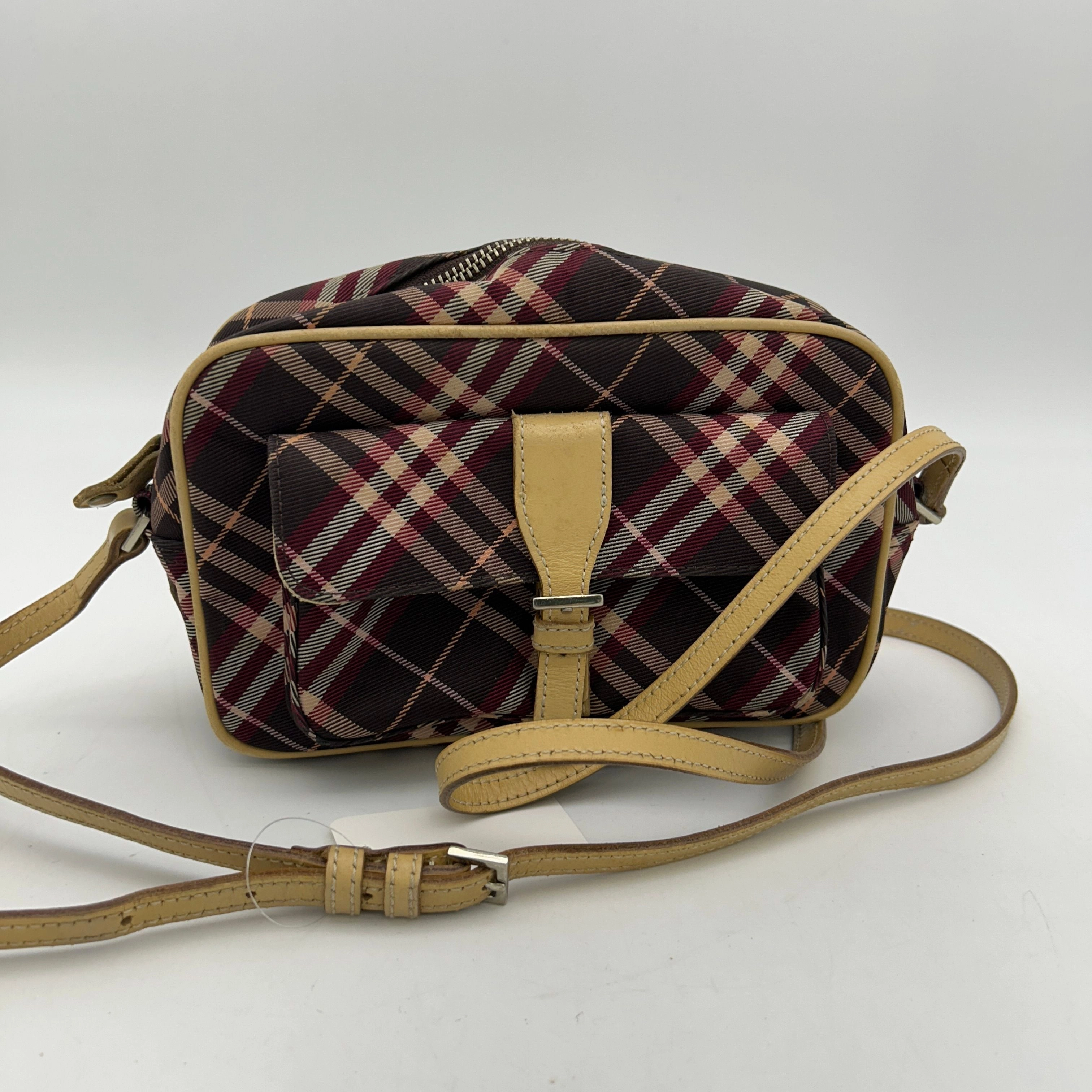 BURBERRY Nova Check Blue Label Shoulder Bag Nylon Red bb6612gd