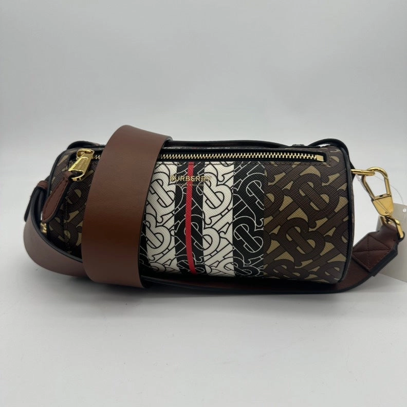 Burberry TB Monogram Stripe 2way Crossbody Bag - Brown/Beige - Medium Size