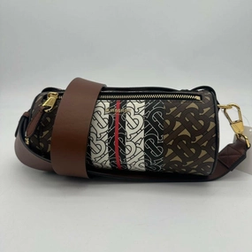 Burberry TB Monogram Stripe 2way Crossbody Bag - Brown/Beige - Medium Size