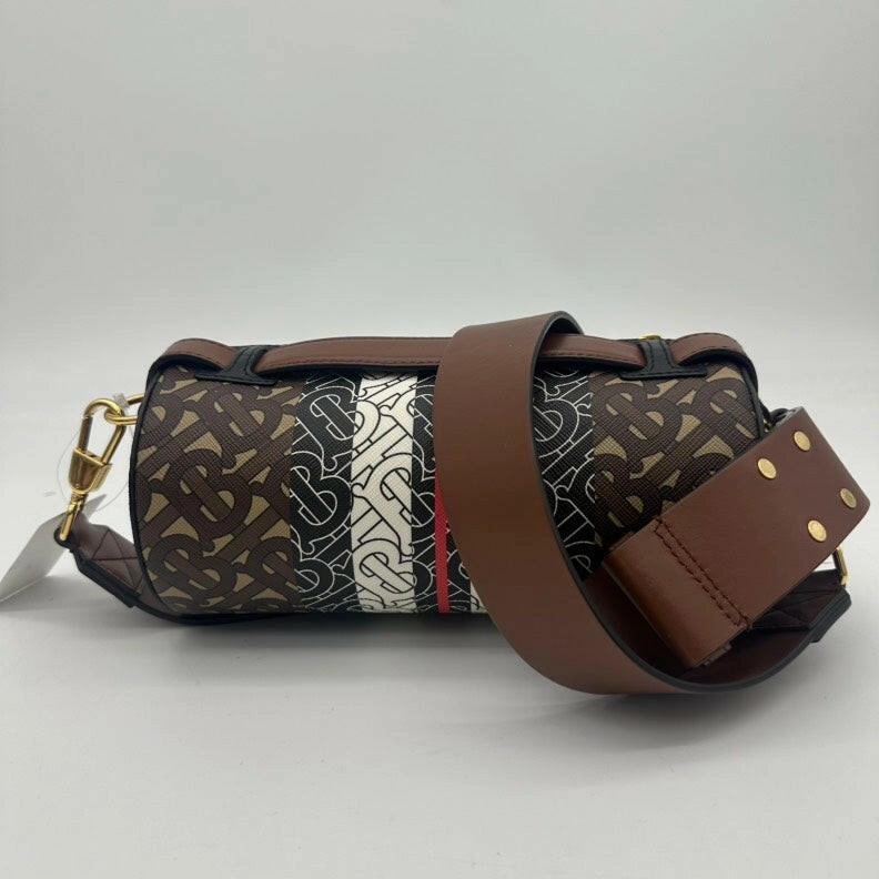 Burberry TB Monogram Stripe 2way Crossbody Bag - Brown/Beige - Medium Size