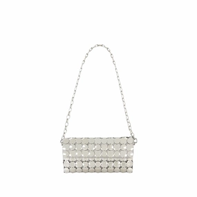 Button Baguette Crossbody - Silver