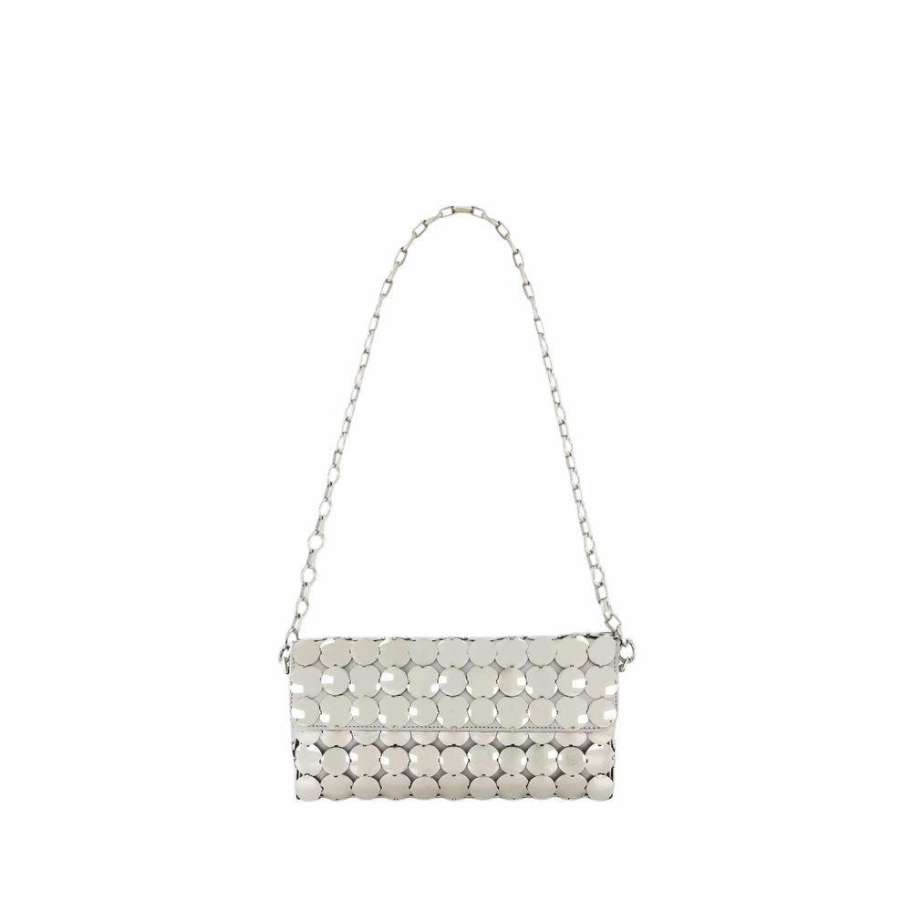 Button Baguette Crossbody - Silver