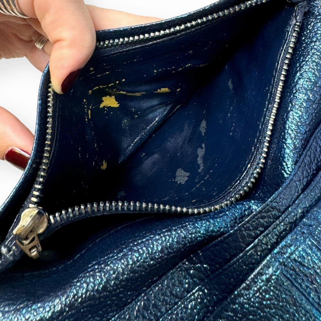 Bvlgari Bvlgari Upcycled Repurposed Bifold Wallet Designer Bvlgari In Glitter Painted Pebbled Leather, Size Small