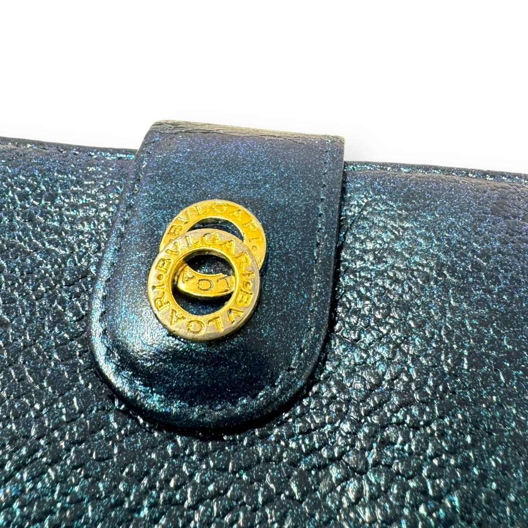 Bvlgari Bvlgari Upcycled Repurposed Bifold Wallet Designer Bvlgari In Glitter Painted Pebbled Leather, Size Small