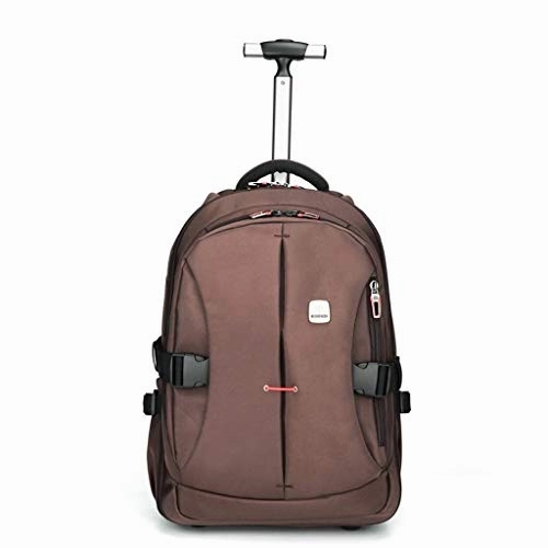 C-Xka Waterproof Wheeled Rolling Backpack for Men and Women Business Laptop Travel Backpack Bag (Color : Brown, Size : 21inch)