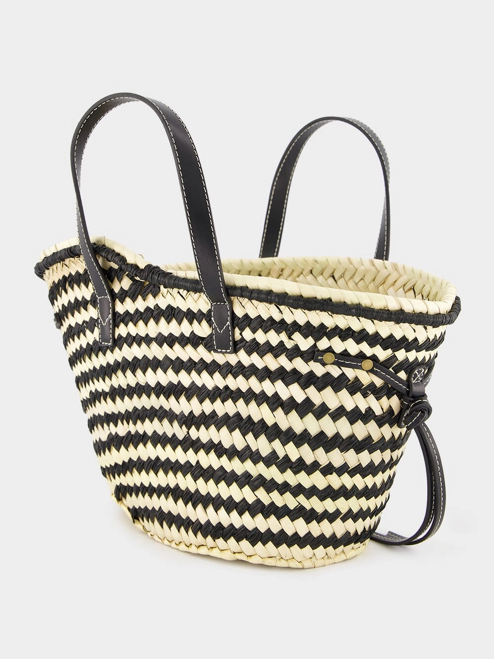 Cadix Mini Raffia Leather Basket