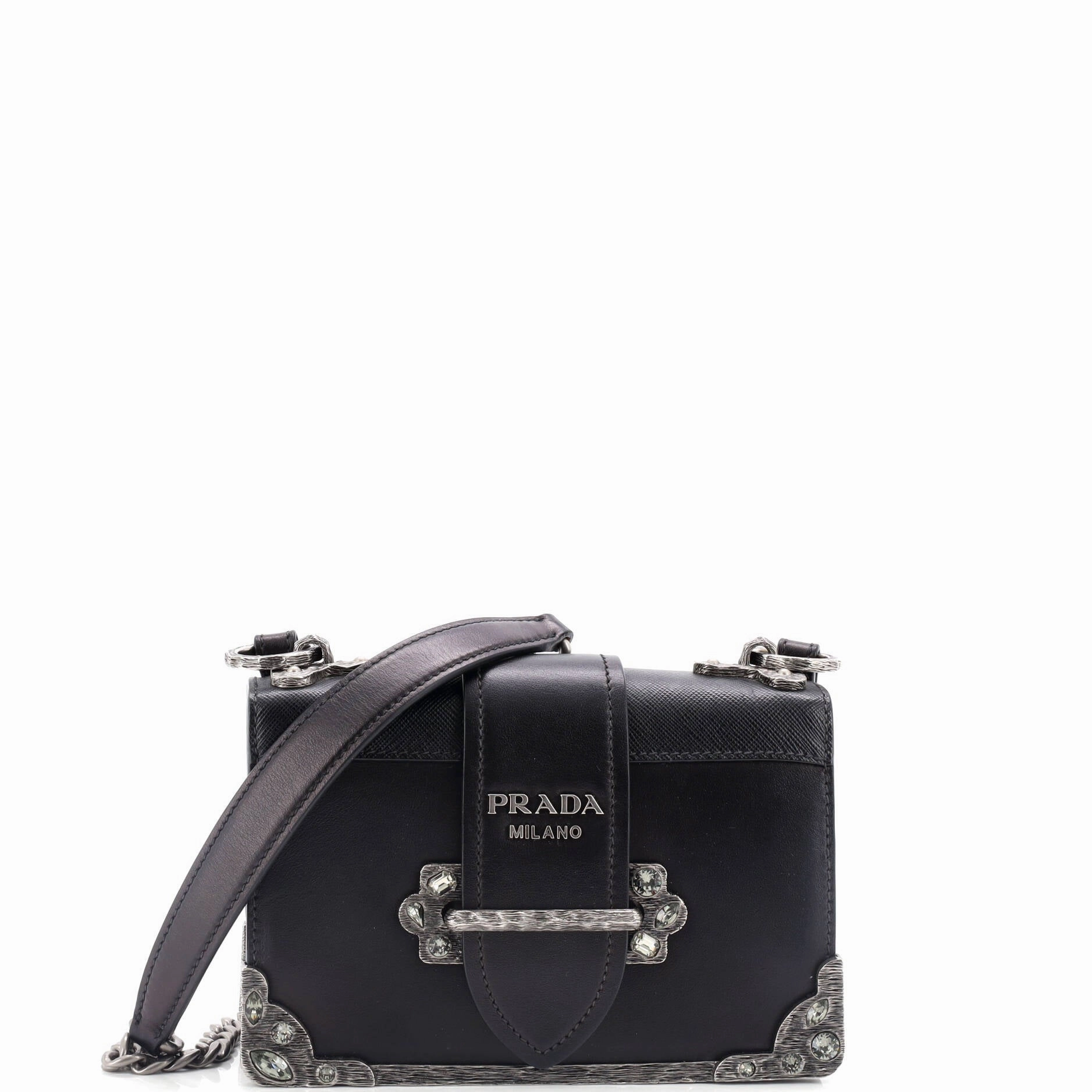 Cahier Crossbody Bag Crystal Embellished Leather Small