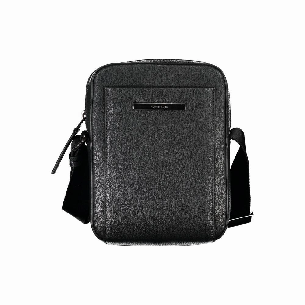 Calvin Klein Sleek Black Shoulder Bag with Logo Men's Detail