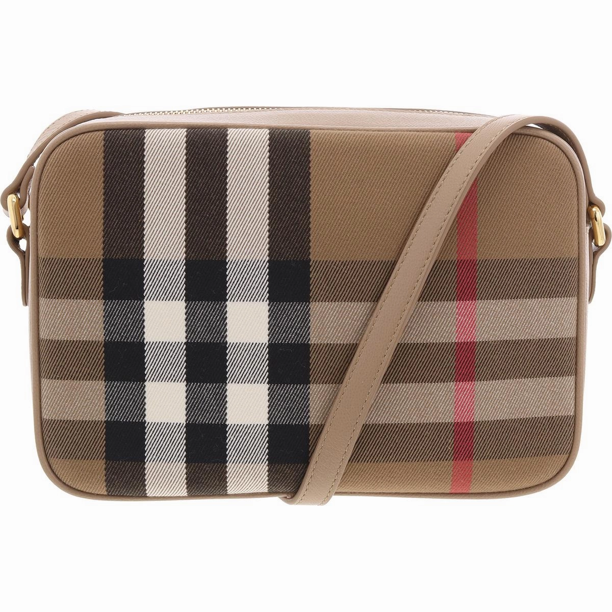 Camera Womens Leather Trim Canvas Shoulder Handbag