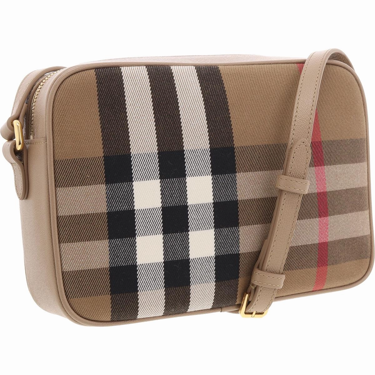 Camera Womens Leather Trim Canvas Shoulder Handbag