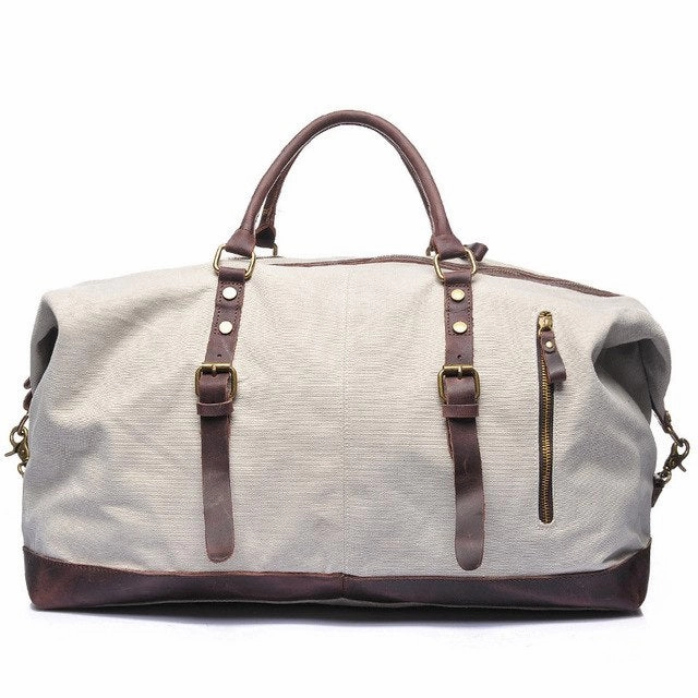 Canvas Leather Men Travel Bags Carry On Luggage Bags Men Duffel Tote Large Capacity Weekend Bag