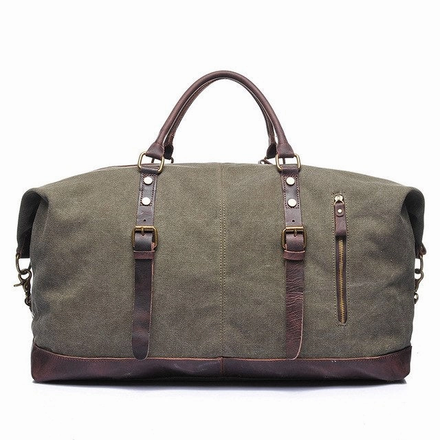 Canvas Leather Men Travel Bags Carry On Luggage Bags Men Duffel Tote Large Capacity Weekend Bag