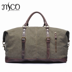 Canvas Leather Men Travel Bags Carry On Luggage Bags Men Duffel Tote Large Capacity Weekend Bag