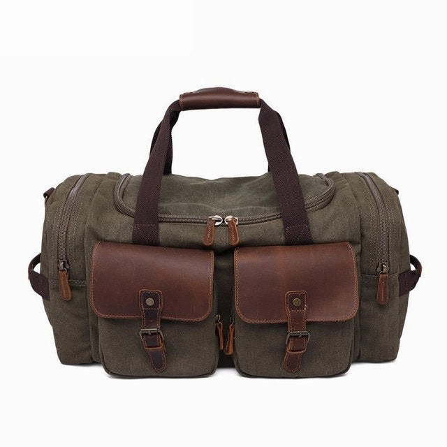 Canvas Leather Men Travel Bags Carry On Luggage Pocket Men Duffel Bags Tote Large Weekend Overnight