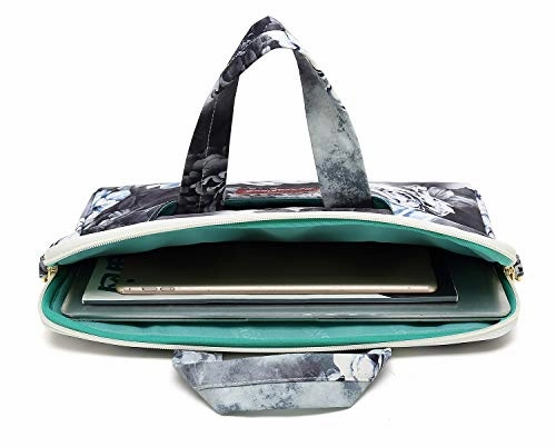 Canvaslove Grey Flower Water Resistant Laptop Shoulder Messenger Bag Case for MacBook Pro 16 inch,15 inch Surface Laptop 3,Surface Book 2 and 14 inch,15 Inch,15.6 Inch Laptop