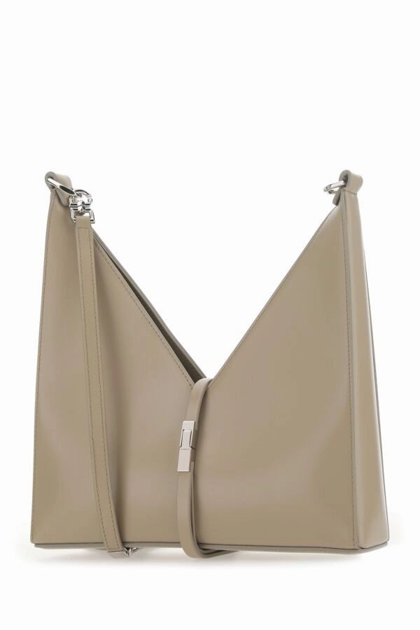 Cappuccino Leather Small Cut-Out Shoulder Bag