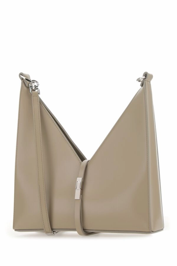 Cappuccino Leather Small Cut-Out Shoulder Bag